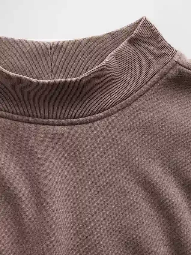 Vintagesoft oversized tuniek-sweatshirt met staande kraag