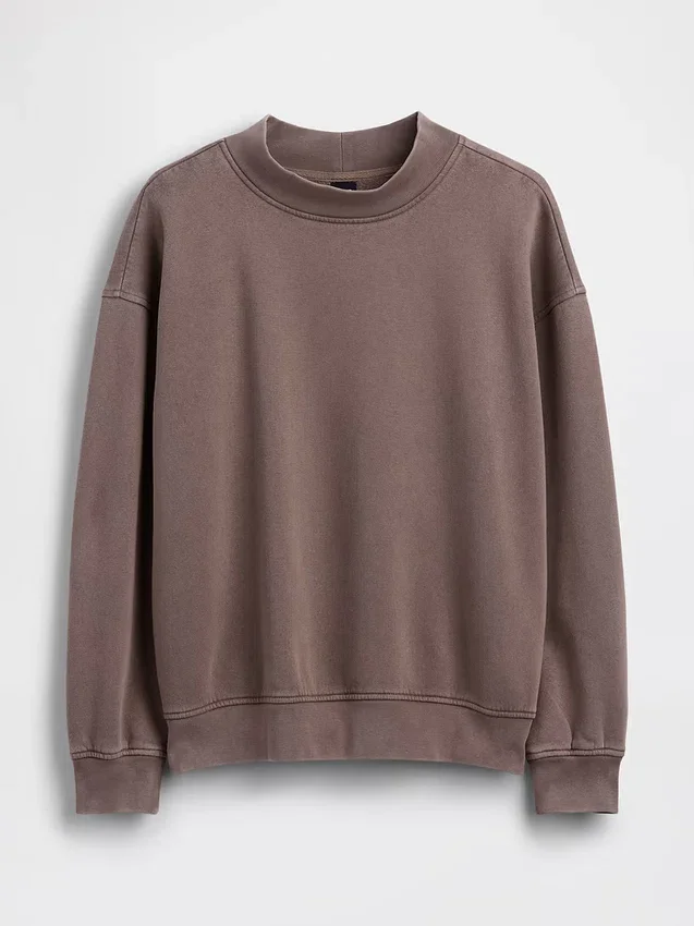 Vintagesoft oversized tuniek-sweatshirt met staande kraag