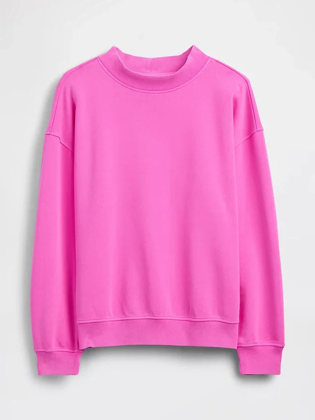 Vintagesoft oversized tuniek-sweatshirt met staande kraag