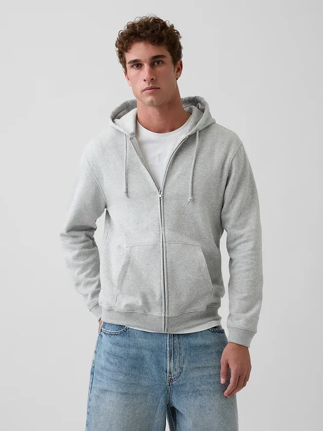 Vintagesoft Relaxed hoodie met rits voor volwassenen