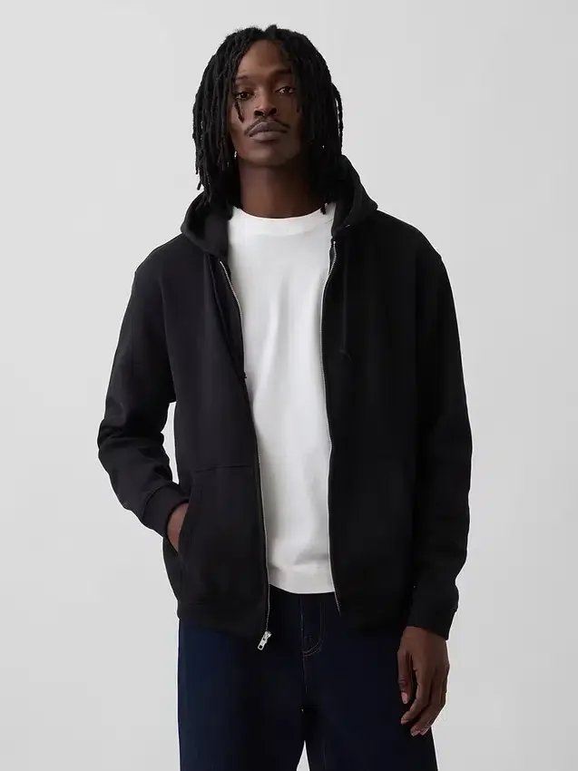 Vintagesoft Relaxed hoodie met rits voor volwassenen