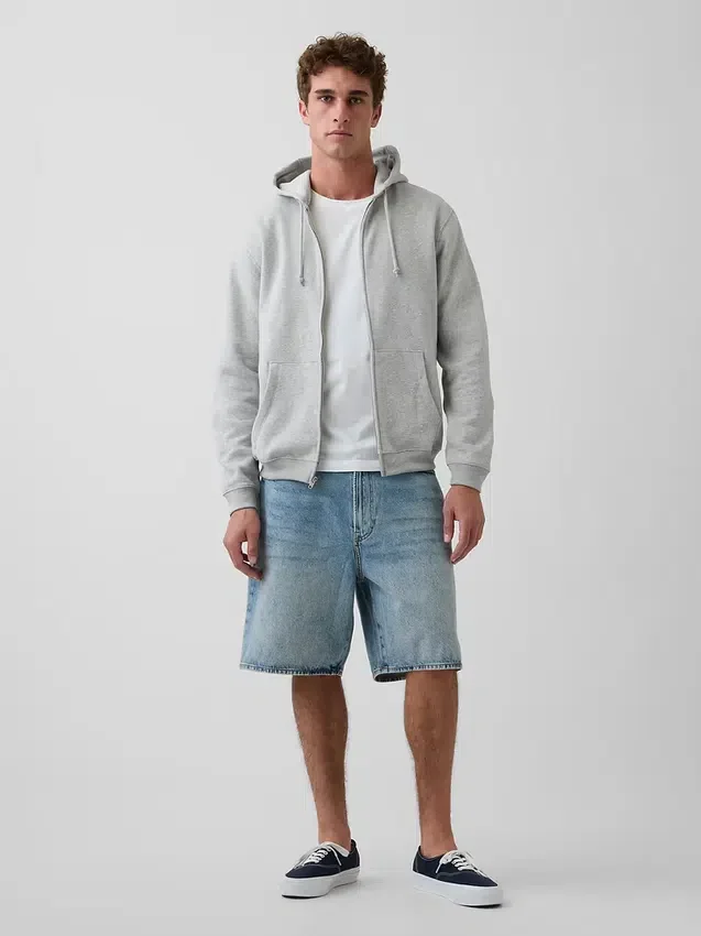 Vintagesoft Relaxed hoodie met rits voor volwassenen