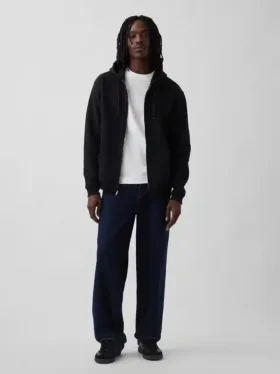 Vintagesoft Relaxed hoodie met rits voor volwassenen