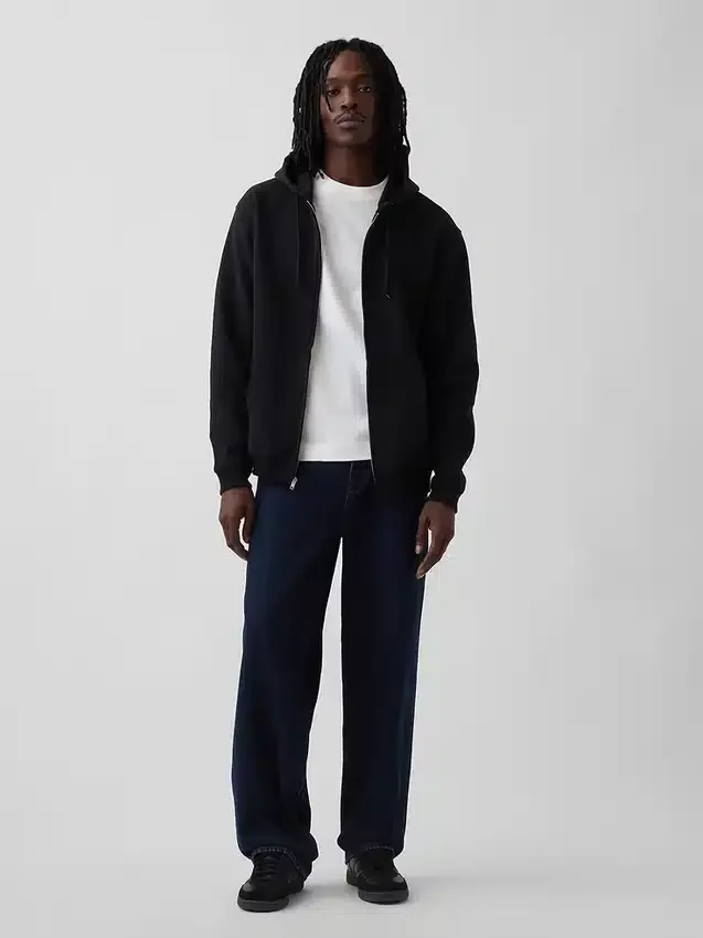 Vintagesoft Relaxed hoodie met rits voor volwassenen