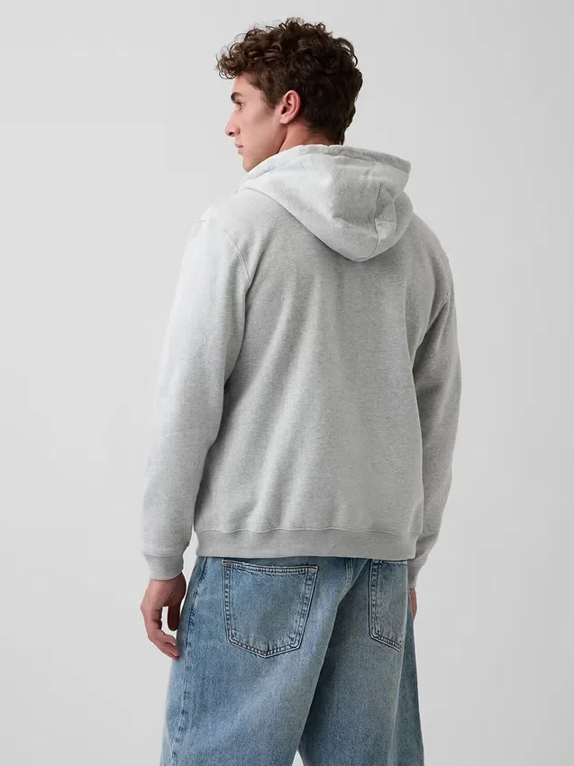 Vintagesoft Relaxed hoodie met rits voor volwassenen