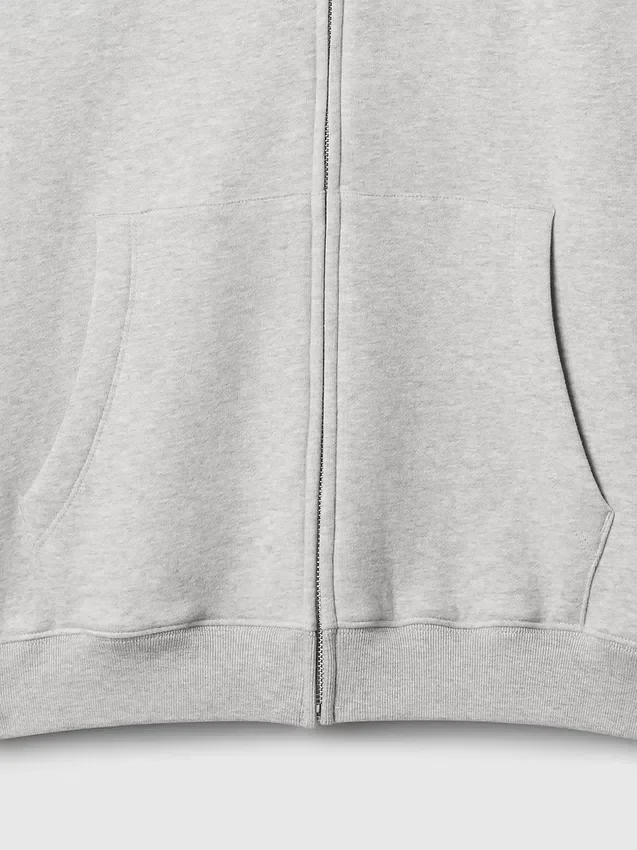 Vintagesoft Relaxed hoodie met rits voor volwassenen