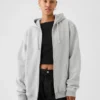 Vintagesoft Relaxed hoodie met rits voor volwassenen