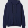Vintagesoft Relaxed hoodie met rits voor volwassenen