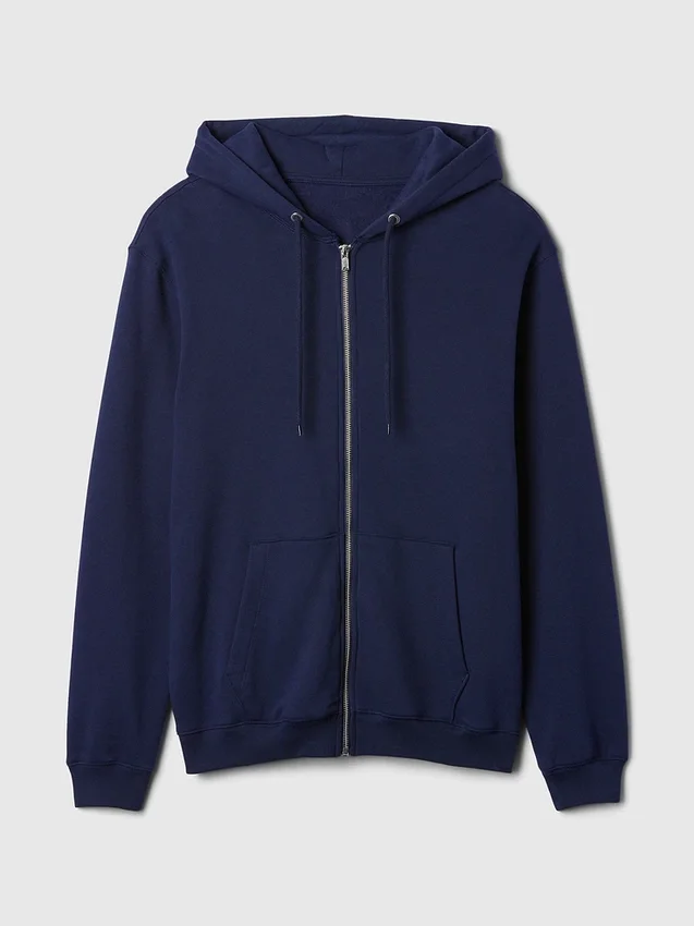 Vintagesoft Relaxed hoodie met rits voor volwassenen