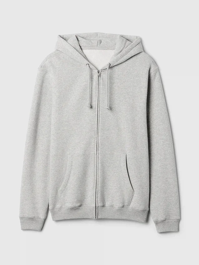 Vintagesoft Relaxed hoodie met rits voor volwassenen