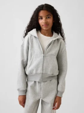 Vintagesoft relaxte hoodie met rits en kanten rand voor kinderen