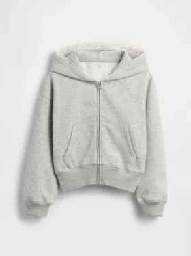 Vintagesoft relaxte hoodie met rits en kanten rand voor kinderen