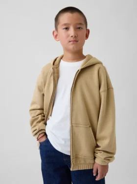 Vintagesoft relaxte hoodie met rits voor kinderen