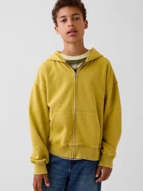 Vintagesoft relaxte hoodie met rits voor kinderen