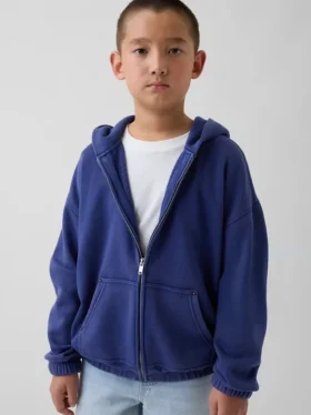 Vintagesoft relaxte hoodie met rits voor kinderen