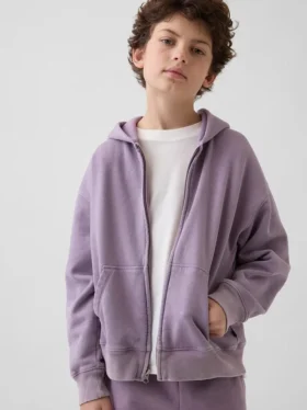 Vintagesoft relaxte hoodie met rits voor kinderen