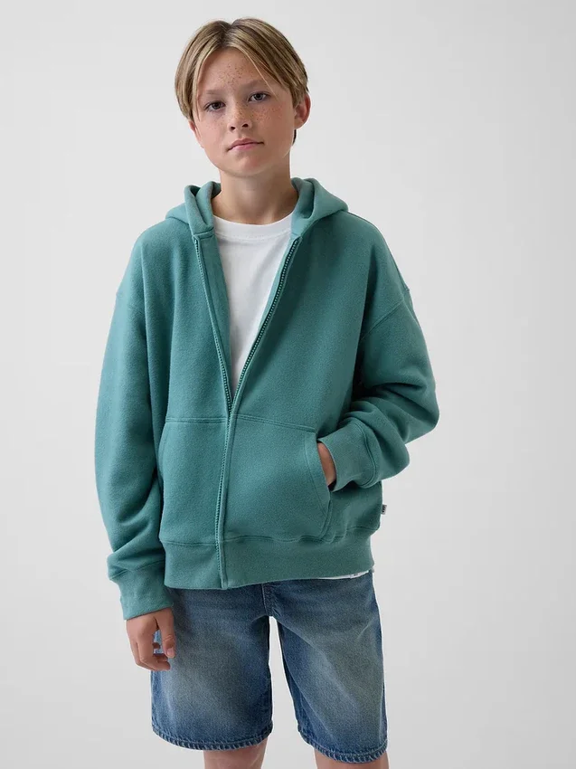 Vintagesoft relaxte hoodie met rits voor kinderen