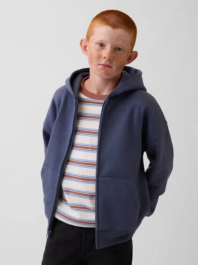 Vintagesoft relaxte hoodie met rits voor kinderen
