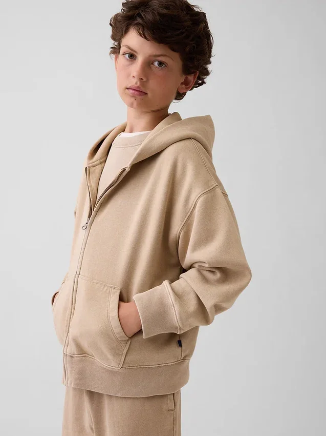 Vintagesoft relaxte hoodie met rits voor kinderen
