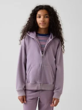 Vintagesoft relaxte hoodie met rits voor kinderen