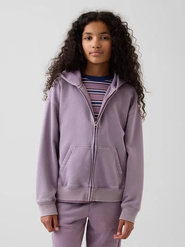 Vintagesoft relaxte hoodie met rits voor kinderen