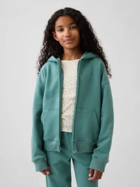 Vintagesoft relaxte hoodie met rits voor kinderen