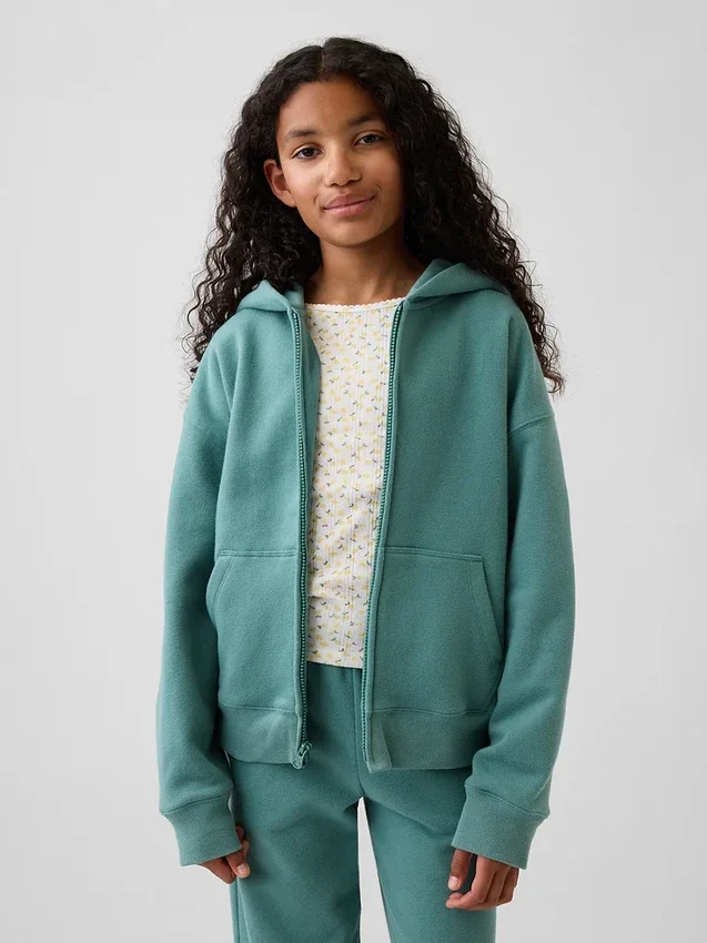 Vintagesoft relaxte hoodie met rits voor kinderen