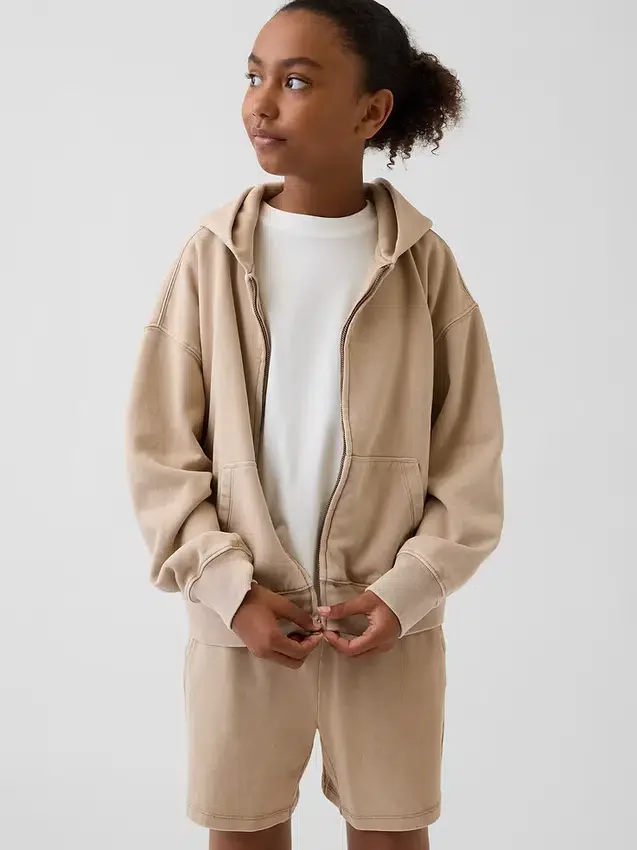 Vintagesoft relaxte hoodie met rits voor kinderen