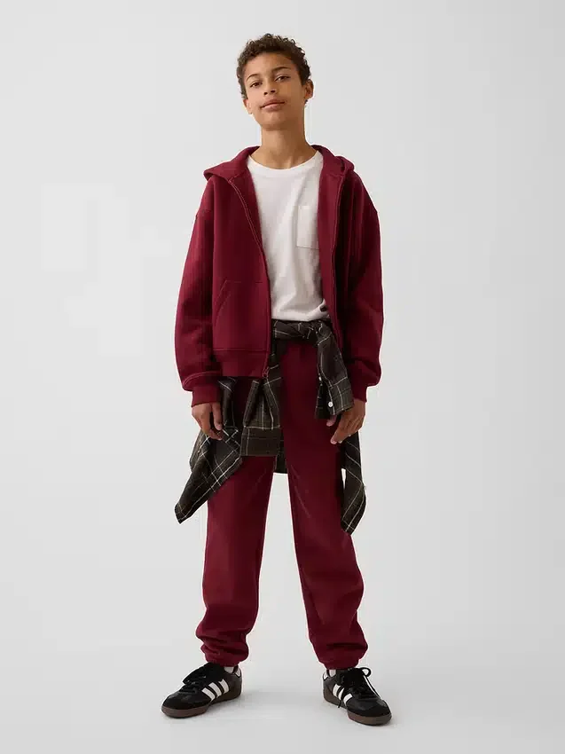 Vintagesoft relaxte hoodie met rits voor kinderen