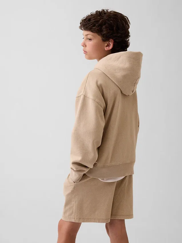 Vintagesoft relaxte hoodie met rits voor kinderen