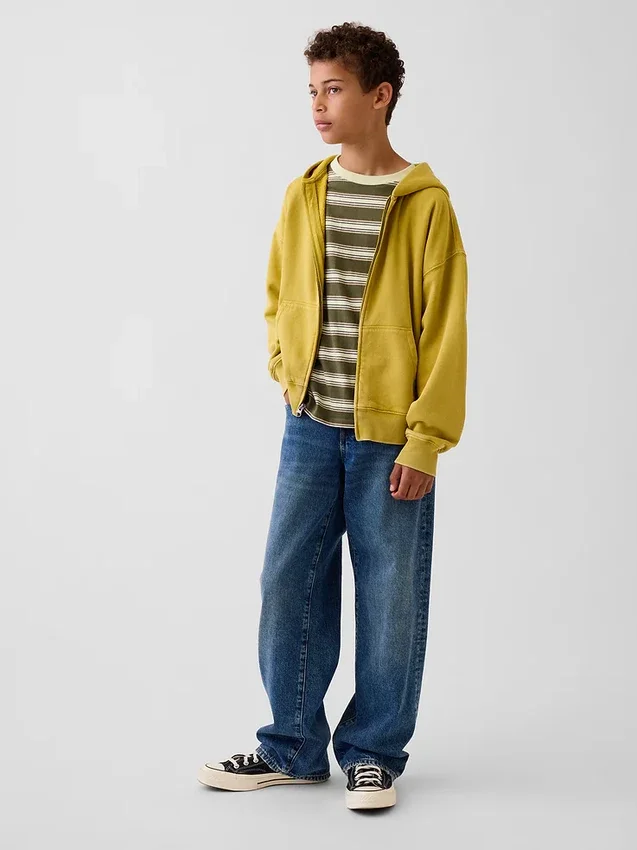 Vintagesoft relaxte hoodie met rits voor kinderen