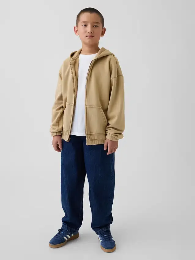 Vintagesoft relaxte hoodie met rits voor kinderen