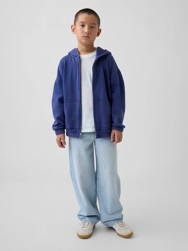 Vintagesoft relaxte hoodie met rits voor kinderen