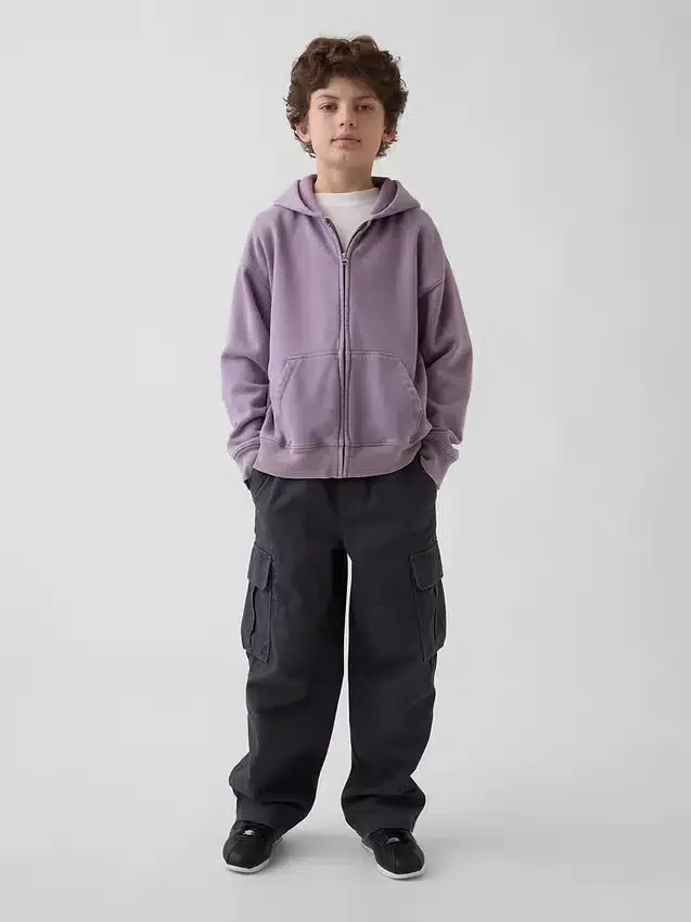Vintagesoft relaxte hoodie met rits voor kinderen