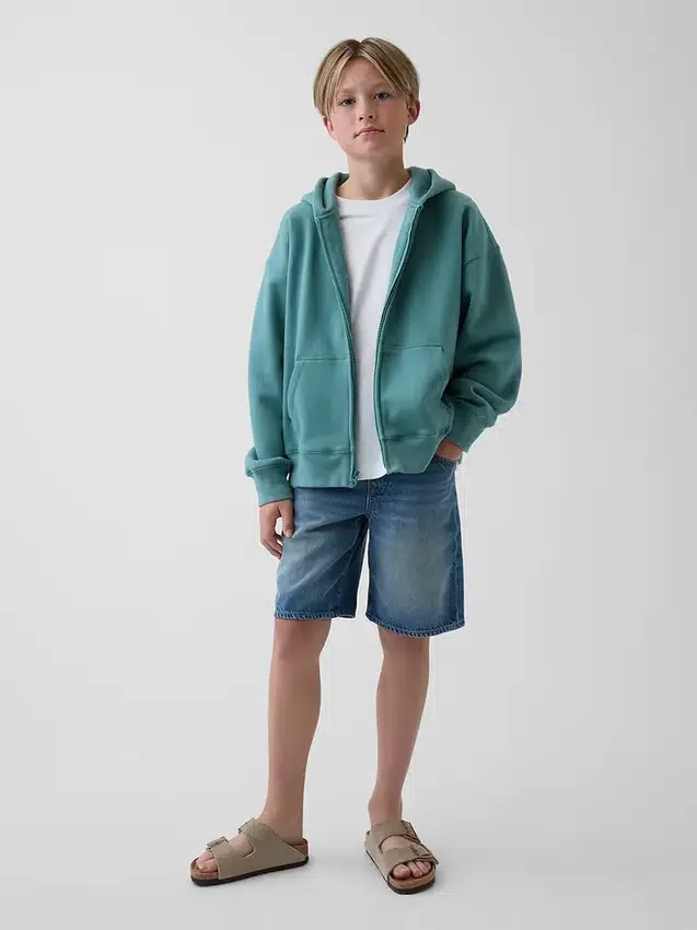 Vintagesoft relaxte hoodie met rits voor kinderen