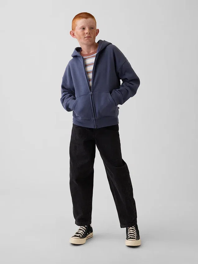 Vintagesoft relaxte hoodie met rits voor kinderen