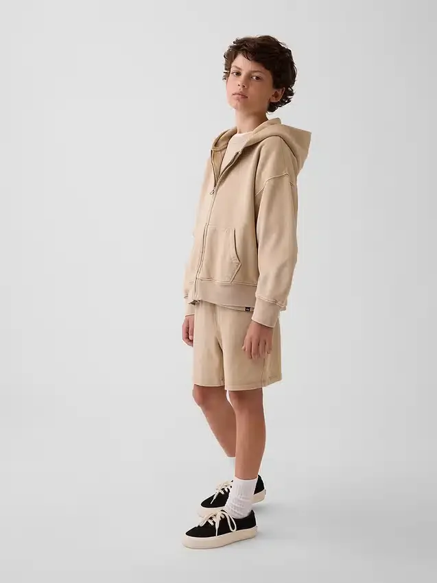Vintagesoft relaxte hoodie met rits voor kinderen