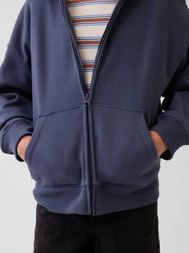 Vintagesoft relaxte hoodie met rits voor kinderen