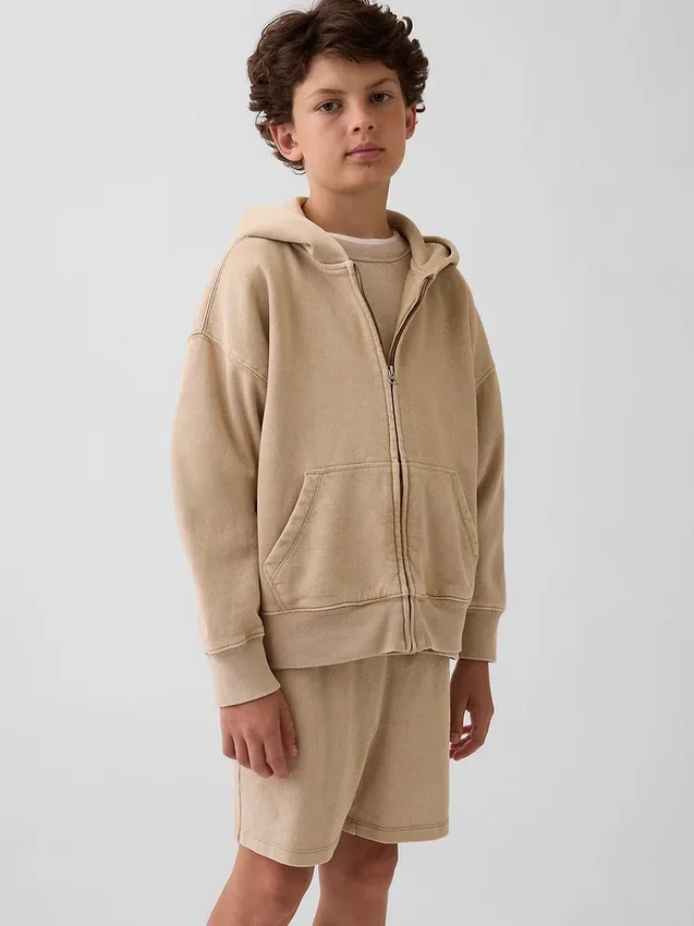 Vintagesoft relaxte hoodie met rits voor kinderen