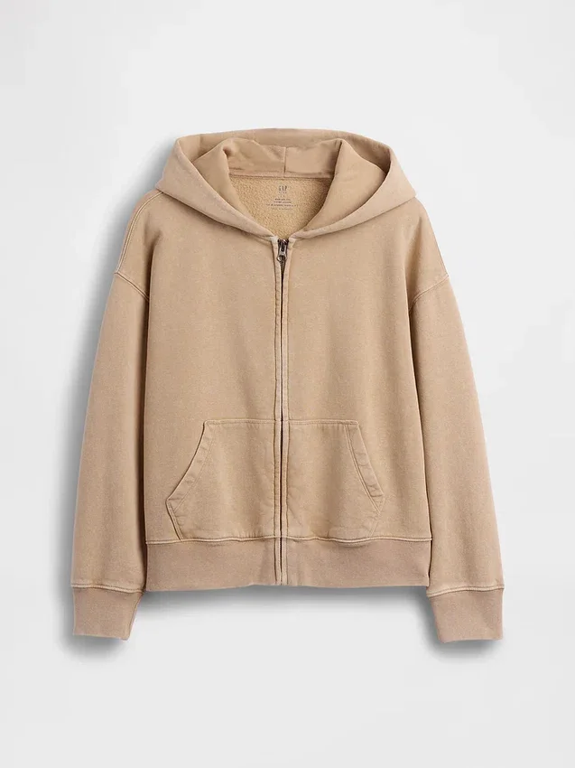 Vintagesoft relaxte hoodie met rits voor kinderen