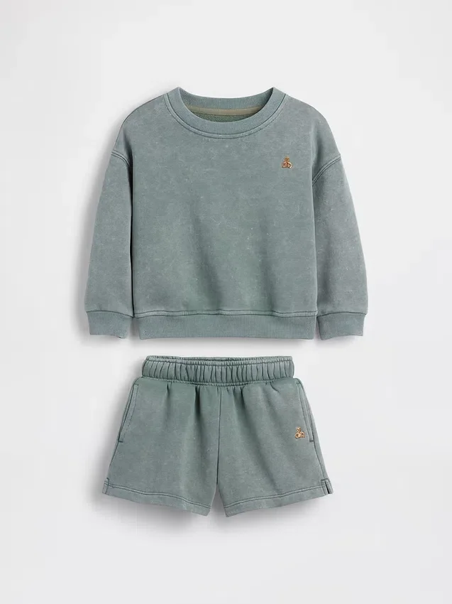Vintagesoft-sweatshirt- en shorts-set voor Baby & Peuter