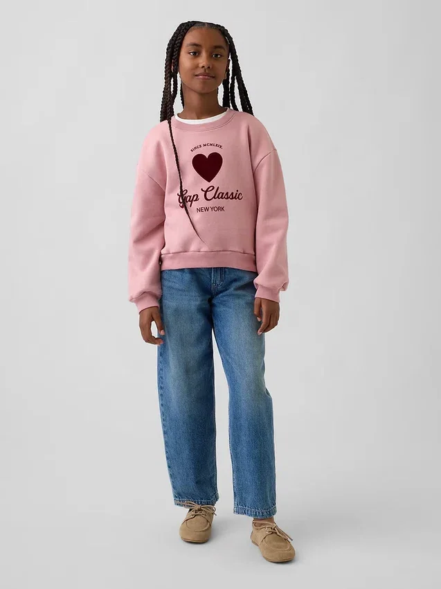 Vintagesoft-sweatshirt met dolmanmouwen voor kinderen