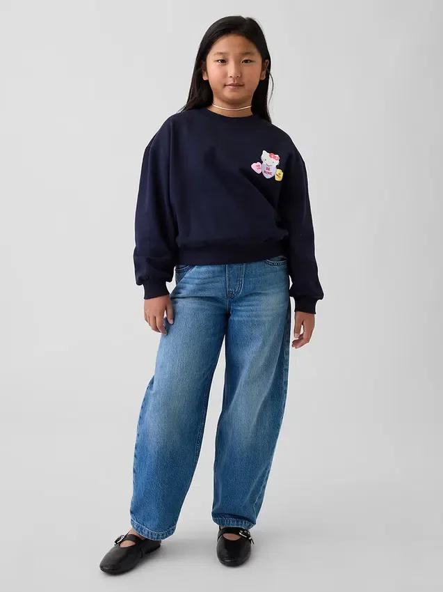 Vintagesoft-sweatshirt met dolmanmouwen voor kinderen