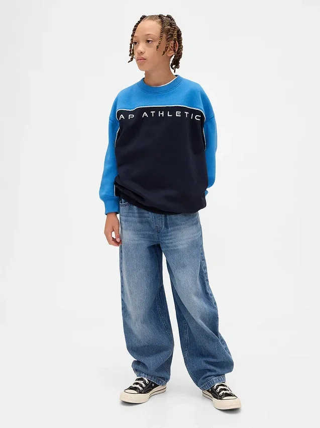 Vintagesoft-sweatshirt met kleurblok-logo voor kinderen