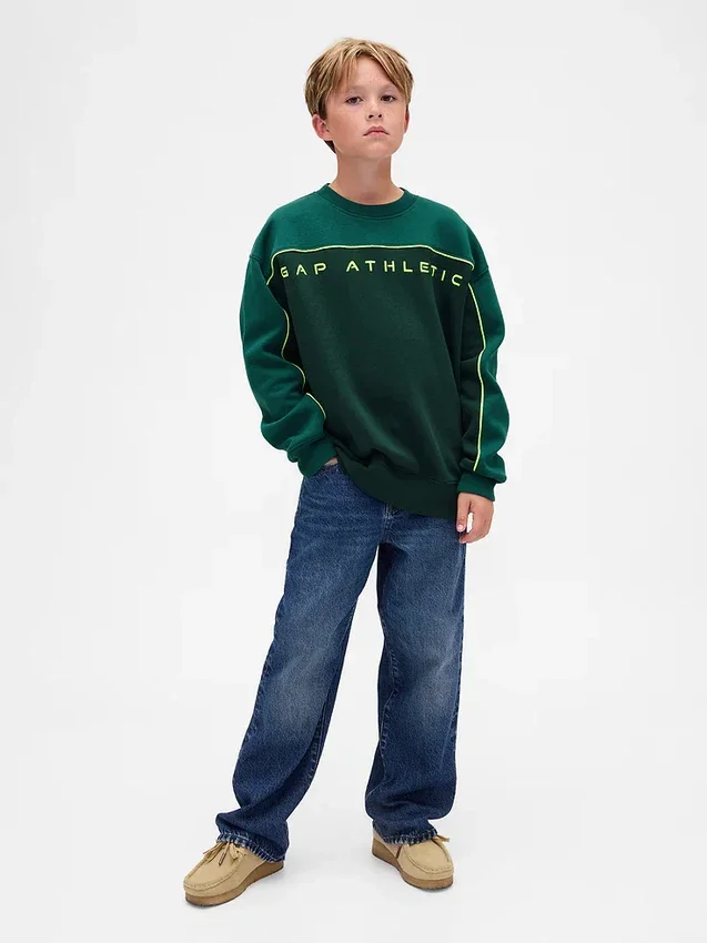 Vintagesoft-sweatshirt met kleurblok-logo voor kinderen