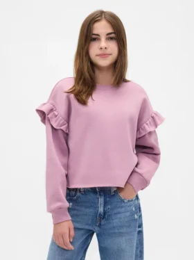 Vintagesoft-sweatshirt met ruches voor kinderen