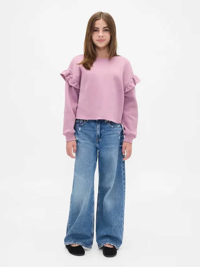 Vintagesoft-sweatshirt met ruches voor kinderen