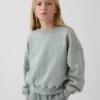Vintagesoft-sweatshirt met schuine pas en ronde hals voor kinderen