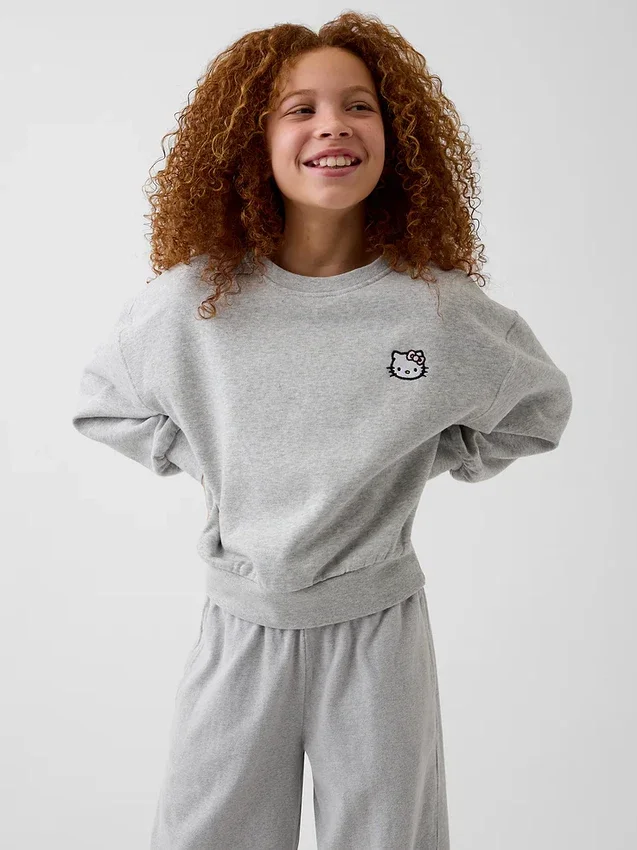 Vintagesoft-sweatshirt met schuine pas en ronde hals voor kinderen