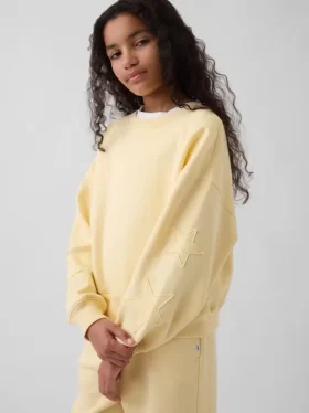 Vintagesoft-sweatshirt met schuine pas en ronde hals voor kinderen